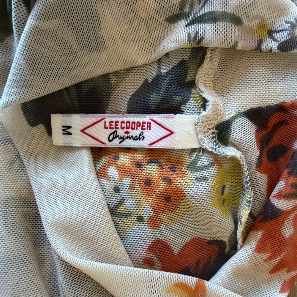 Lee Cooper Fairy Grunge Mesh Mockneck Floral Top size Medium Y2K Bohemian Sheer - Picture 2 of 11